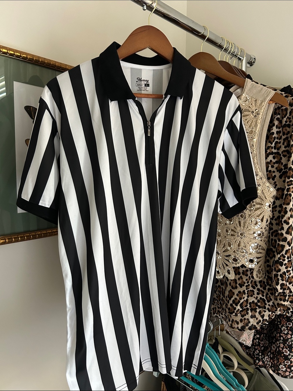 Worn once Murray L Black and White Striped Men's Jersey referee